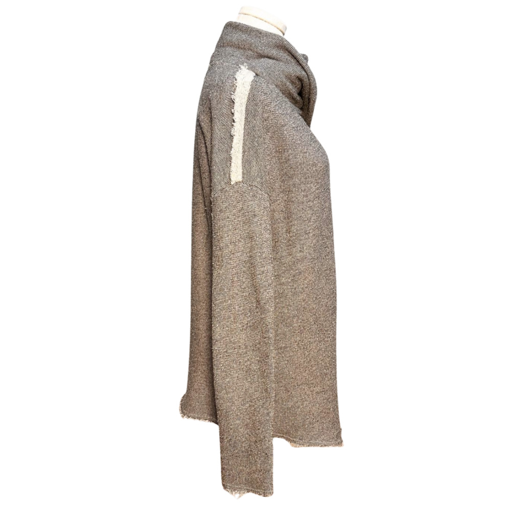 Nation LTD Gray Black Raw Edge Funnel Collar Asymmetric French Terry Cardigan XS - Picture 4 of 10